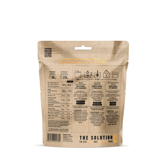 Granola de cacao con fresas